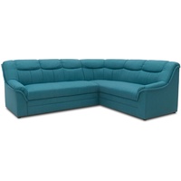 DOMO Collection Ecksofa Berlin | zeitlose Couch mit hochwertiger Ferderkern-Polsterung und Schlaffunktion | 205 x 250 x 89 cm | L-Form in petrol
