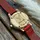 Holzwerk Germany Handgefertigte kleine Damen Holz Uhr mit Leder Armband in rot, Braun