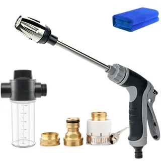 Waterblitz Pressure Washer, Water Blitz Pressure Washer, Turbo Washer for Garden Hose, 360° Rotating for Three Spray Modes, for 1/2" Pipe (Metallverbindung + Schaumtopf)