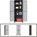 Kunststoffschrank 68x39x171,5 cm - Aufbewahrungsbox - Garderobe - Werkzeugschrank - Regal - Grau