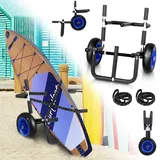 Daromigo Surfwagen Surfboard Transportwagen für SUP-Board Doppel Stand Up Paddle Board, Aluminium Trolley Wagen SUP Transportwagen inkl. 2 Sicherungsgurte, 59X42X54cm