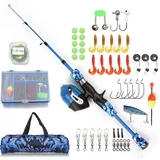 Angelset Kinder Teleskop Angelrute Köder Set Tragbar mit Tasche 1,5m