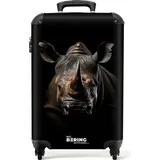 noboringsuitcases NoBoringSuitcases.com Handgepäck Koffer 55x40x20, cm Tiere auf schwarzem Hintergrund: Nashorn, - Bunt