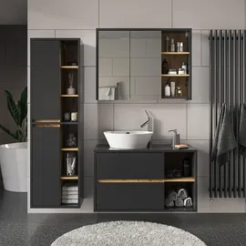Vicco Badschrank Anthrazit Eiche modern 50x170 cm mit Türen, und Offenen Fächern