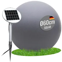 8 seasons DESIGN Solar Kugelleuchte 60 cm Shining Globe (grey) LED warmweiß, Dämmerungssensor – wetterfest – Solarlampe für außen (Garten, Terrasse, Balkon) – robust & langlebig