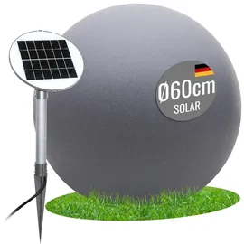 8 seasons DESIGN Solar Kugelleuchte 60 cm Shining Globe (grey) LED warmweiß, Dämmerungssensor – wetterfest – Solarlampe für außen (Garten, Terrasse, Balkon) – robust & langlebig