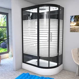 AcquaVapore D30-73M0R Komplettdusche 80 x 120 cm rechts schwarz Glas Aluminium