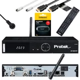 Protek X2 4K UHD Combo Receiver - 1x DVB-S2 1x DVB-C2/T2- WiFi, Infrarot Empfänger, USB2.0&3.0, HDTV, 2160p, H.265, HDR XAIOX HDMI Kabel + SAT-Kabel + 16GB USB Stick [Astra & Hotbird vorprogrammiert]