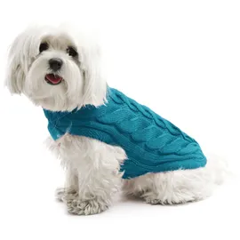Fashion Dog Hunde-Strickpullover mit Zopfmuster Petrol 60 cm