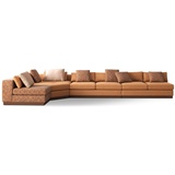 Casa Padrino Luxus Ecksofa Hellbraun / Braun / Dunkelbraun 450 x 225 x H. 73 cm - Wohnzimmer Sofa - Wohnzimmer Möbel - Luxus Möbel - Luxus Wohnzimmer Einrichtung