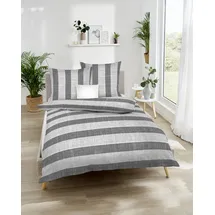KAEPPEL College Gestreift Grau 155 x 220 cm + 80 x 80 cm