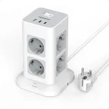 TESSAN Mehrfachsteckdose mit 2 USB C, 8 Fach Verteilersteckdose mit Verlängerungskabel 2M, Steckdosenleiste Überspannungsschutz, 3 USB Mehrfachstecker 3600W, Steckerleiste für Zuhause, Grau