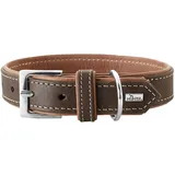 Hunter PORTO Hundehalsband, Leder, nachhaltig, 40 (S), dunkelbraun/cognac