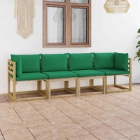 4-Sitzer-Gartensofa mit Grünen Kissen