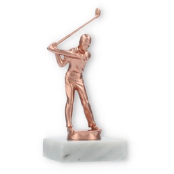 Pokal Metallfigur Golf Herren bronze auf weißem Marmorsockel 14,6cm