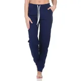 normann Damen Schlafanzug Pyjama Hose lang Mix & Match - perfekt zu kombinieren, Farbe:Marine, Größe:40-42 - 40-42