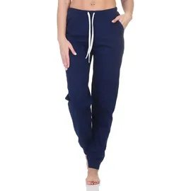 normann Damen Schlafanzug Pyjama Hose lang Mix & Match - perfekt zu kombinieren, Farbe:Marine, Größe:40-42 - 40-42