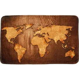 Sanilo Badteppich World Map Braun 70 x 110 cm