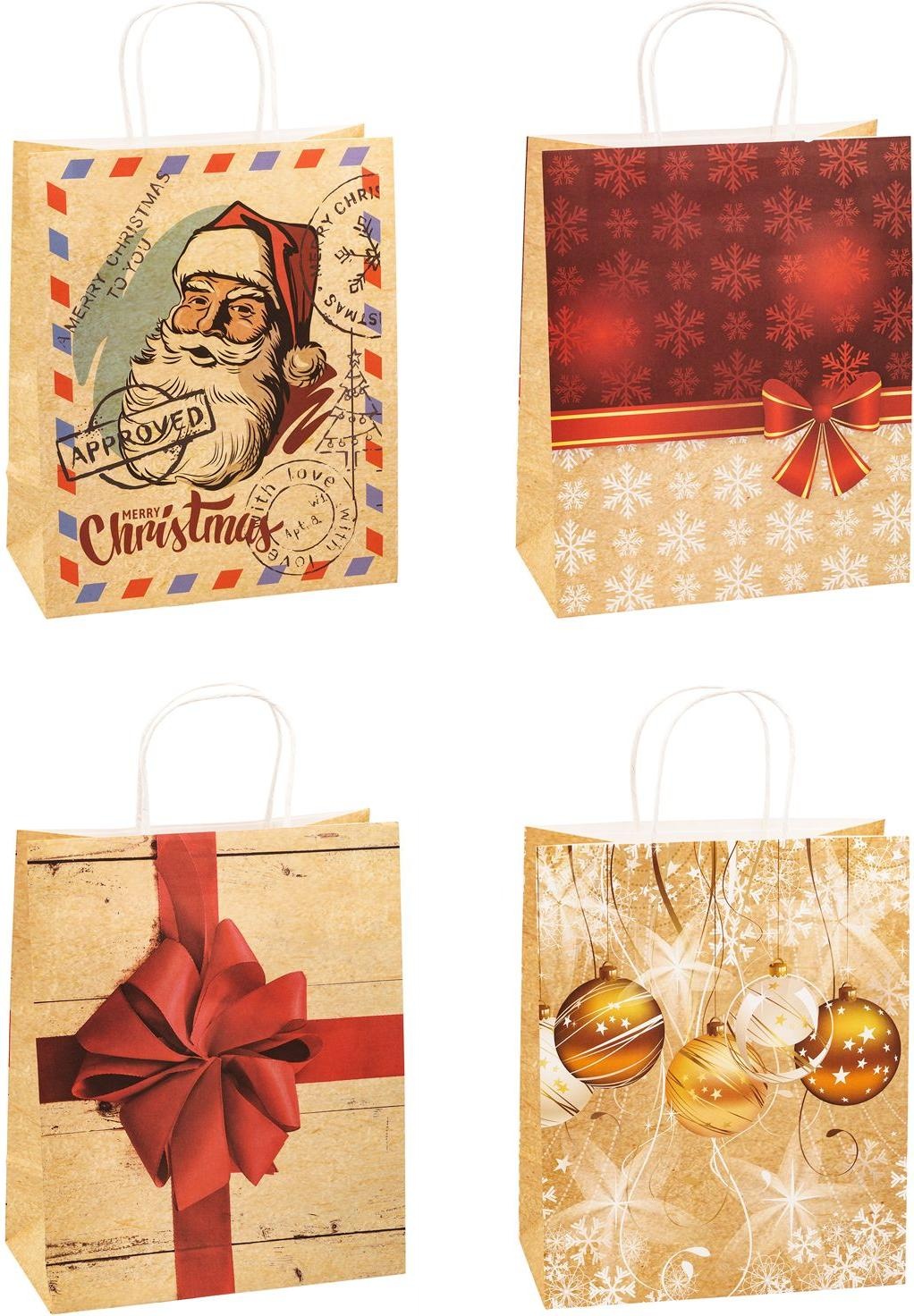 Tsi, Geschenkverpackung, Geschenktüten Weihnachten TSI Serie 4, 4 verschiedene Motive, groß, B 260 x T 135 x H 320 mm, 100...