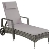 Tectake Sonnenliege 196 x 72 x 57 - 94,5 cm Grau