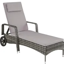 Tectake Sonnenliege 196 x 72 x 57 - 94,5 cm Grau