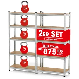 EasyMaxx Schwerlastregal 2er-Set Stahl 180 x 90 x 40 cm silber