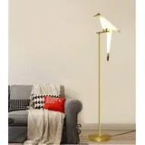 HvKvHvY Stehlampe Moderne Gold Papier Kran Swing Vogel LED Stehlampe,3000K Warme Acryl Lampenschirm Metall Basis Stehlampen für Wohnzimmer Schlafzimmer Büro Studie Lesen, 1 Kopf