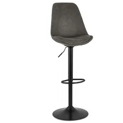 Verstellbarer Barhocker aus Mikrofaser | Drehbarer Hocker mit Polsterung | Höhenverstellbarer Stuhl mit Rückenlehne | Industrial | Kadima Design