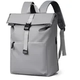 Lkvent laptop rucksack Rolltop-Rucksack, wasserdicht, for Damen und Herren, großer Laptop-Rucksack mit Computerfach for 15,6-Zoll-Laptops Zurück zur Schule(Light gray)