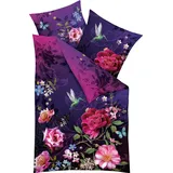 KAEPPEL Bettwäsche Dark Botanical Mako-Satin violett Größe 1x 135x200 cm + 1x 80x80 cm