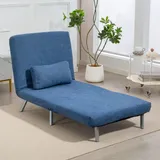 Polstersessel Mit Bettfunktion, 3-in-1 Design, Schlafsessel, Gästebett, Stoffbezug, Mit Kissen, Blau