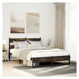 vidaXL Metallbett ohne Matratze Räuchereiche 140x200 cm