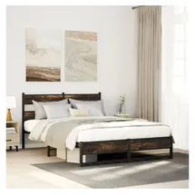 vidaXL Metallbett ohne Matratze Räuchereiche 140x200 cm