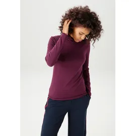Aniston CASUAL ANISTON CASUAL, Damen, Gr. 44, rot (bordeaux), Single Jersey, Obermaterial: 48% Baumwolle, 47% Modal, 5% Elasthan, unifarben, sehr figurbetont hüftlang, gewellter Abschluss, Shirts, mit gewellten Abschlüssen