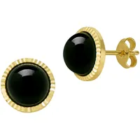 Firetti Paar Ohrstecker »Schmuck Geschenk Gold 333 Ohrschmuck Ohrringe Kreis rund Edelstein«, Made in Germany - mit Onyx 18142648-0 gelbgoldfarben-schwarz - schwarz