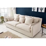 Riess-Ambiente 3er Sofa HEAVEN - 200cm natur Leinenstoff Federkern abnehmbarer Bezug Hussensofa