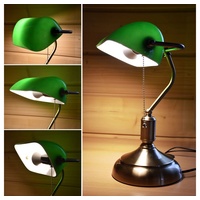 ETC Shop Bankerlampe mit Lampenschirm – Retro Tischlampe Schreibtischlampe