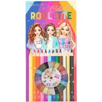DEPESCHE TOPModel Colour Roulette - Malspiel mit 12 dünnen Buntstiften und einem Farb-Roulette mit Kugel zur Wahl der nächsten Farbe