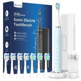 COULAX Sonic Elektrische Zahnbürste Schallzahnbürste - Zahnbürsten Elektrisch mit Reiseetui, Electric Toothbrush Mit 8 kopf, 5 modi