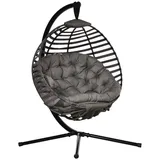 Outsunny Hängesessel mit Gestell für 1 Person, faltbare Hängeschaukel mit weichem Sitzpolstern,faltbar Hängematte den Außenbereich Schaukelsessel Indoor Outdoor,