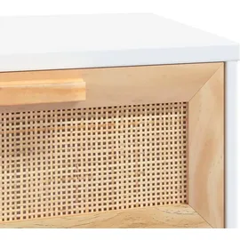 vidaXL Konsolentisch 80x30x75 cm Weiß Massivholz Kiefer Natur-Rattan