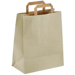 250 Bio Graspapier Tragetaschen Papiertragetaschen mit Grasanteil 22+8x36cm braun