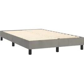 vidaXL Boxspringbett mit Matratze & LED Hellgrau 120x200 cm Samt