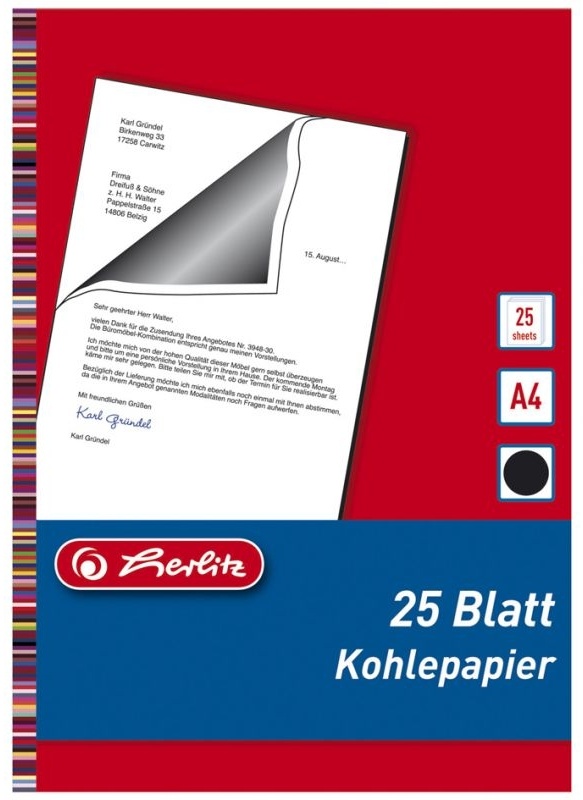 Preisvergleich Produktbild herlitz Kohlepapier, DIN A4, Inhalt: 25 Blatt