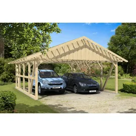 SKANHOLZ Fachwerk-Doppelcarport Schwarzwald 6,84 x 7,72 m unbehandelt