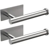 Set Aus Zwei Wandmontierten Toilettenpapierhaltern Aus Edelstahl, Selbstklebend, Ohne Bohren - Crezuo