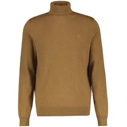 Rollkragenpullover LERROS "LERROS Rollkragen-Strickpullover", Herren, Gr. L, beige (soft beige melange), 100% Baumwolle, ohne Ausschnitt, Langarm, Pullover