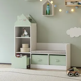 [en.casa] Sitzbank Vipsali Mintgrün/Weiß 100 x 99 x 30 cm