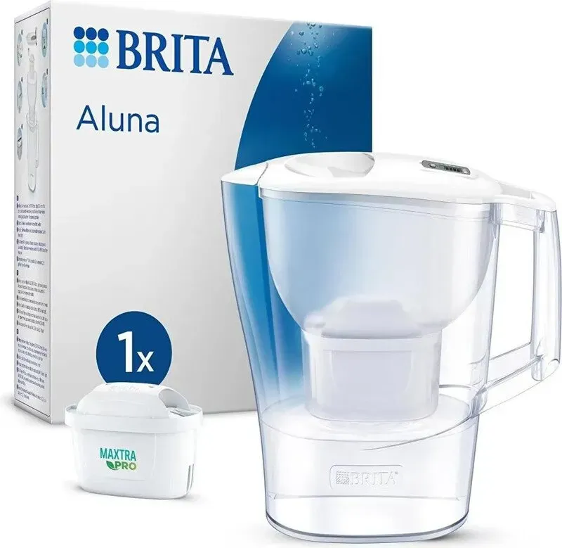 Brita ALUNA Wassersprudelflasche 2,4L Einzelverpackung Weiß mit MXPro Filter
