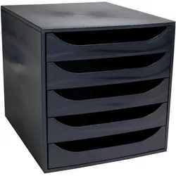 Exacompta 229014D ECOBOX Schubladenbox mit 5 Schubladen - Schwarz